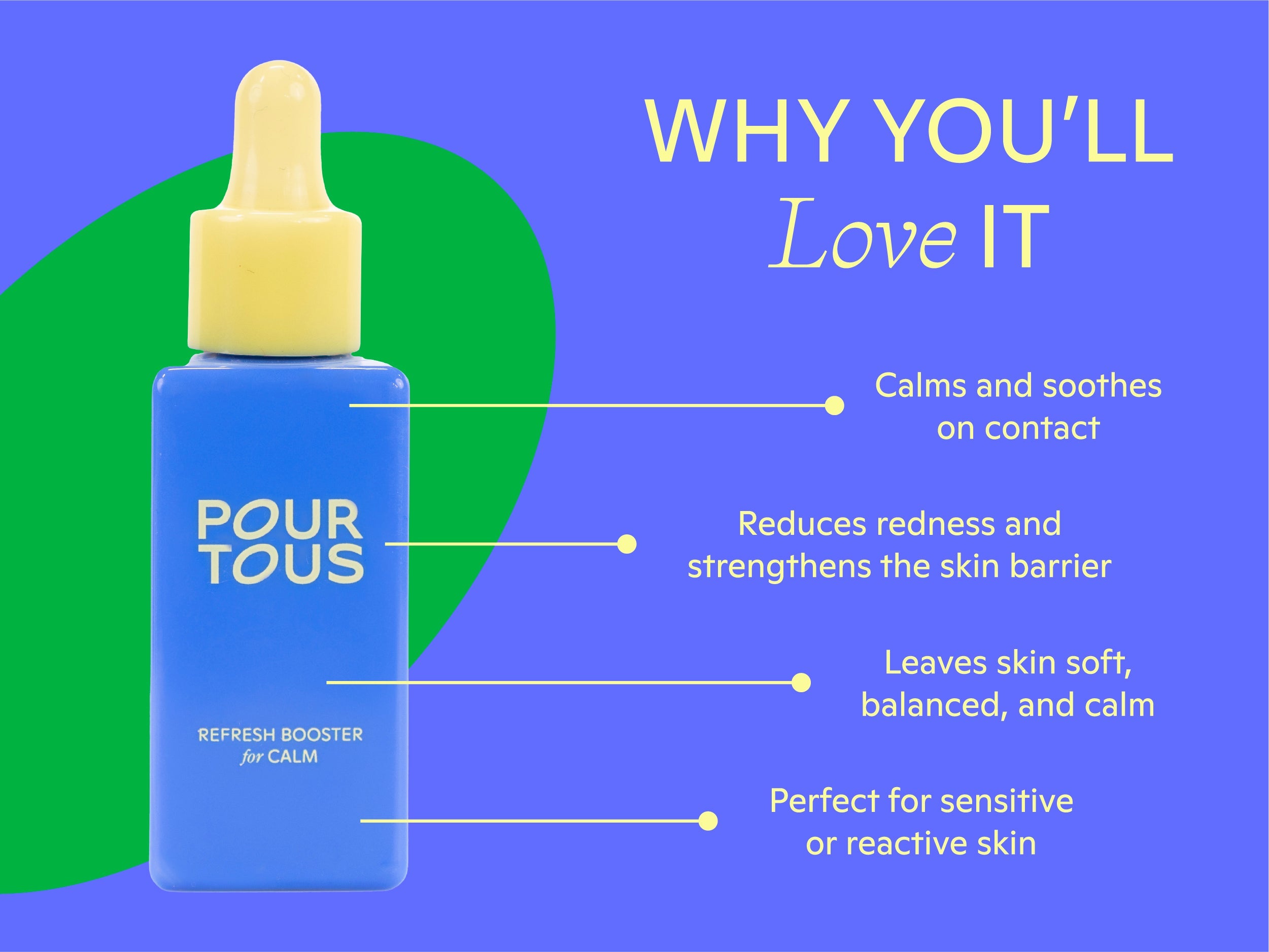 "Pour Tous refresh booster for calm skincare benefits"