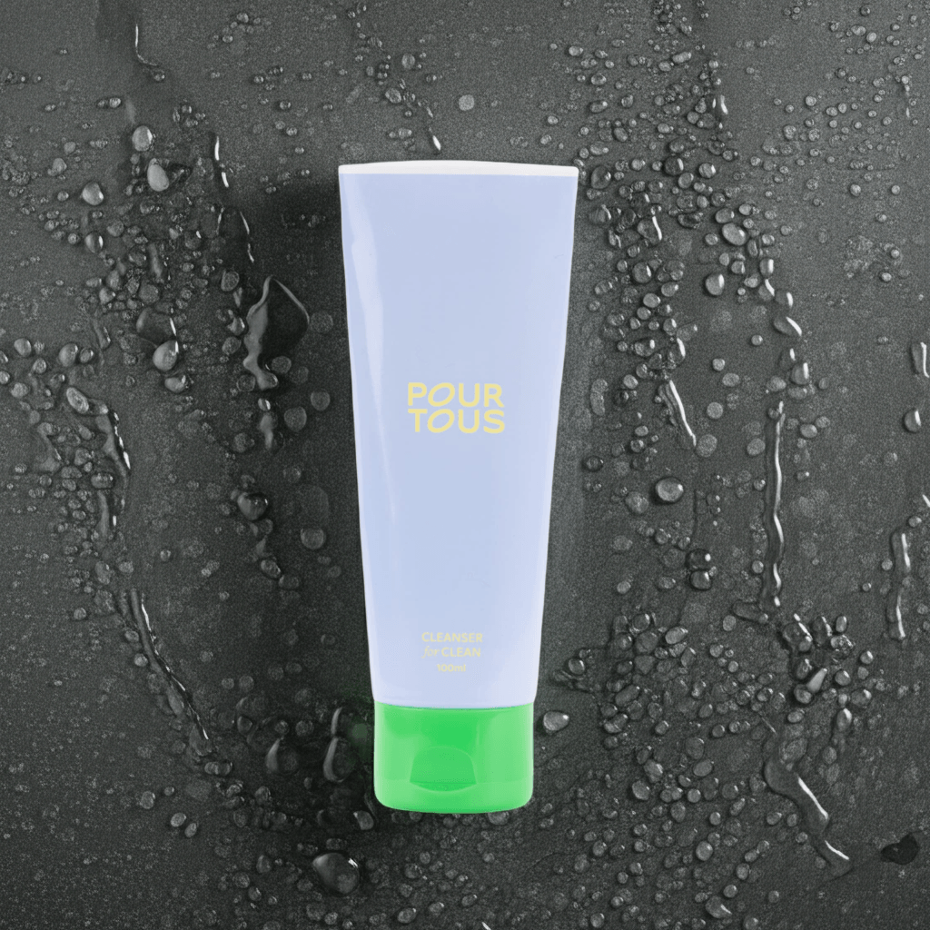 "hydrating cleanser tube on wet surface"